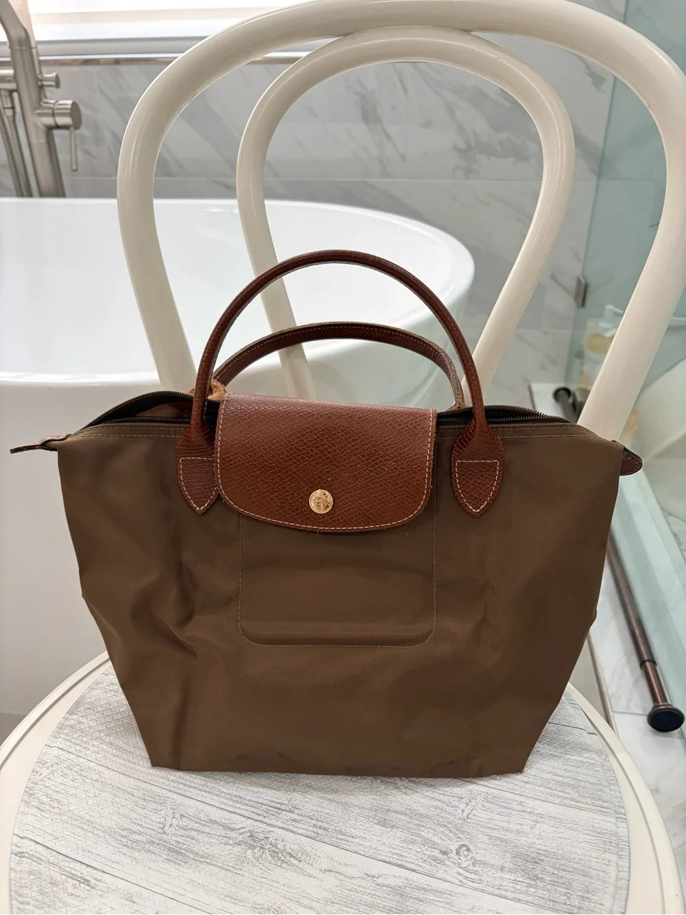 Longchamp Classic Brown Women's Small Tote Bag with Leather - Picture 1 of 12